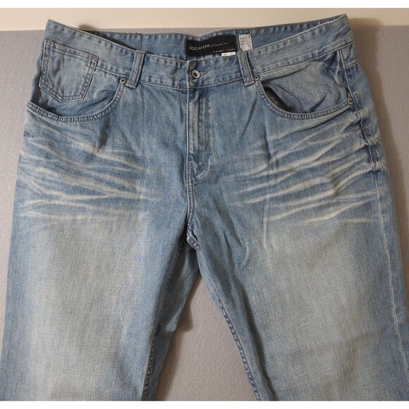 Rocawear Jeans Mens 40x36 Blue Classic Fit Hip Hop Denim Regular Whiskered - Picture 2 of 11